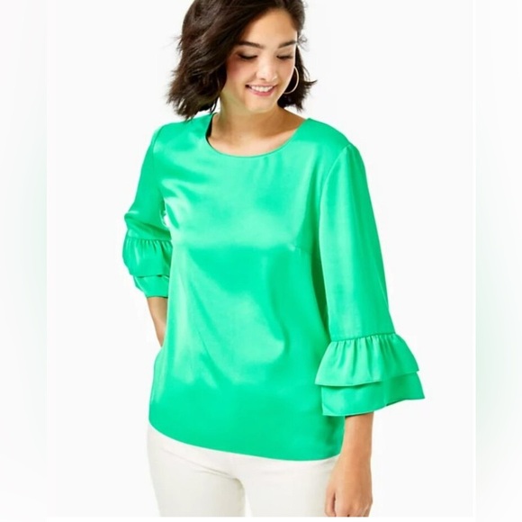 Lilly Pulitzer Christie Emerald Green Top - Picture 3 of 9